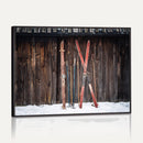 Vintage Ski Gear Canvas Print, Vintage Ski Gear Against