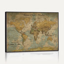 Customize Push Pin Vintage World Map Wall Art Canvas Print –