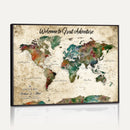 Grunge Personalized World Map Wall Art Canvas Print – Custom