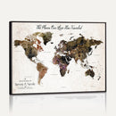 Personalized Push Pin World Map Canvas Print – Custom Framed