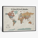 Custom Framed World Map Canvas Print – Personalized Push Pin