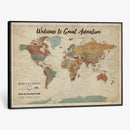 Personalized Push Pin World Map Canvas – Custom Framed