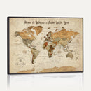 Personalized World Map Canvas Print – Custom Push Pin Framed