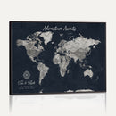 Personalized World Map Canvas – Custom Framed Push Pin