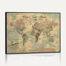 Personalized World Map Canvas – Custom Framed Push Pin