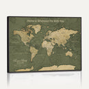 Personalized Push Pin World Map Canvas – Custom Framed