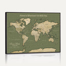 Personalized Push Pin World Map Canvas – Custom Framed