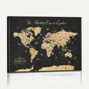 Custom Push Pin World Map Wall Art Canvas Print – Personalized Travel Tracker with Pins Framed Large for Home and Office Decor