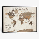 Personalized World Map Wall Art Canvas Print – Custom Push