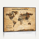 Large World Map Canvas Wall Art – Custom Framed Push Pin