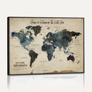 Personalize World Map Canvas Wall Art – Custom Framed Push