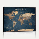 Personalized Vintage Push Pin World Map Canvas Print –
