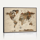 Vintage World Map Wall Art Canvas Print for Living Room,