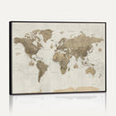 Detailed World Map Wall Art Canvas Print