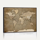 World Map Wall Art Canvas Print, Framed Map Art Picture