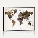 Watercolor World Map Print - Large Wall Art Canvas Print for