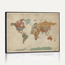 Vintage World Map Canvas Wall Art Print – Framed Modern