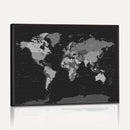 Black World Map Wall Art Canvas Print – Detailed Map of the
