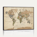 Framed World Map Wall Art for Home and Office Decor
