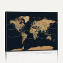Vintage World Map Canvas on the Dark Background Wall Art
