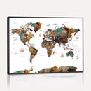 Watercolor World Map Canvas Print – Detailed Map of the