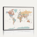 Pastel Colors World Map Wall Art Canvas Print
