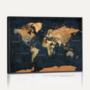 Vintage World Map Canvas Wall Art – Detailed Map with
