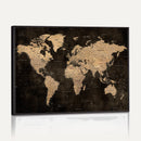 Brown World Map Canvas Print – Modern Travel Map Wall Art,