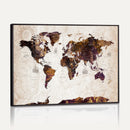 Blue Watercolor World Map Canvas Print – Framed Modern Wall