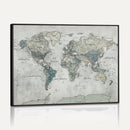 Neutral Vintage World Map Canvas Wall Art Print, Classic Map
