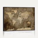 Dark Vintage World Map Canvas Wall Art Print, Antique Map