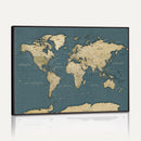 Minimal Vintage World Map Canvas Wall Art Print, Neutral