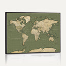 Vintage World Map Canvas Wall Art Print, Classic Global Map