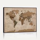World Map Canvas Wall Art Print, Detailed Global Map Artwork