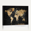 World Map Canvas Wall Art with Famous Landmarks – Framed