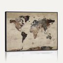 Neutral Watercolor World Map Canvas Wall Art – Framed Earth