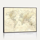 Detailed Large World Map Wall Decor Canvas Art Print