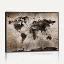 Black and White World Map Canvas Print – Framed Wall Art for
