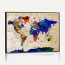 Watercolor World Map Canvas Print – Framed Wall Art for