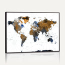 Colorful Watercolor World Map Canvas Wall Art – Framed