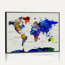 World Map Wall Art Canvas Print, Modern Decorative Framed
