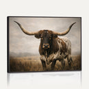 Longhorn Bull Wall Art Canvas Print, Western Farmhouse