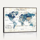 Watercolor World Map Canvas Wall Art Print – Abstract