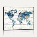 Watercolor World Map Canvas Wall Art Print – Abstract