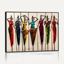African Folk Art Canvas Wall Art, Colorful African Women Village Painting Print, Tribal Ethnic Home Decor, Vibrant African Art, Living Room