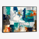 Blue Teal Abstract Canvas Wall Art, Modern Textured Painting Print, Navy Orange White Contemporary Art, Neutral Living Room Decor, Office Art by MyGreatCanvas | Canvas Wall Art Prints | Photo Prints & Wall Decor