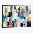 Blue Teal Abstract Canvas Wall Art, Modern Textured Painting Print, Navy Orange White Contemporary Art, Neutral Living Room Decor, Office Art by MyGreatCanvas | Canvas Wall Art Prints | Photo Prints & Wall Decor