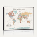 Personalized Push Pin World Map Canvas – Custom Framed