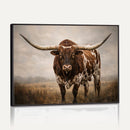 Texas Longhorn Wall Art Canvas Print – Brown Horned Bull