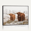 Longhorn Cattle Wall Art Canvas Print, Framed Farmhouse